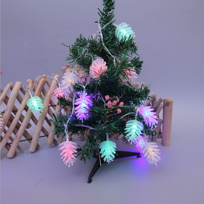 10 Pinecones LED String Length Holiday Pineal Lantern Light with AA battery box 3 colors for party Christmas