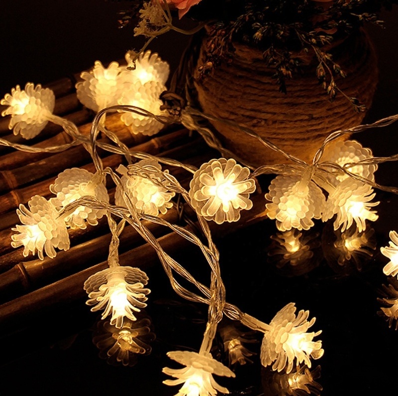 10 Pinecones LED String Length Holiday Pineal Lantern Light with AA battery box 3 colors for party Christmas