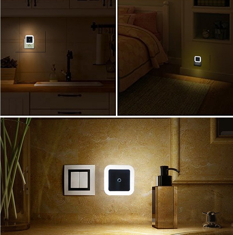 EU/US Plug Novelty LED Night Light Wall Socket Light Sensor Night Lamps Baby Kids Bedroom Beside Emergency Night light