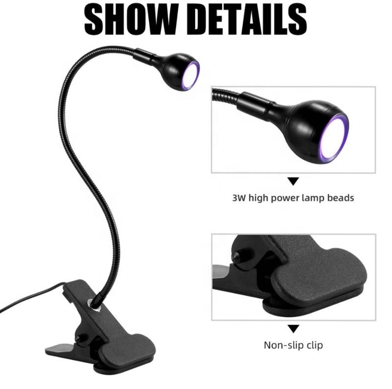 Hot USB Led Reading Desk Light UV Lamp Purple Light Mobile Phone Repair UV Glue Curing Light Adjustable Clip-On Nail Dryer Lamp