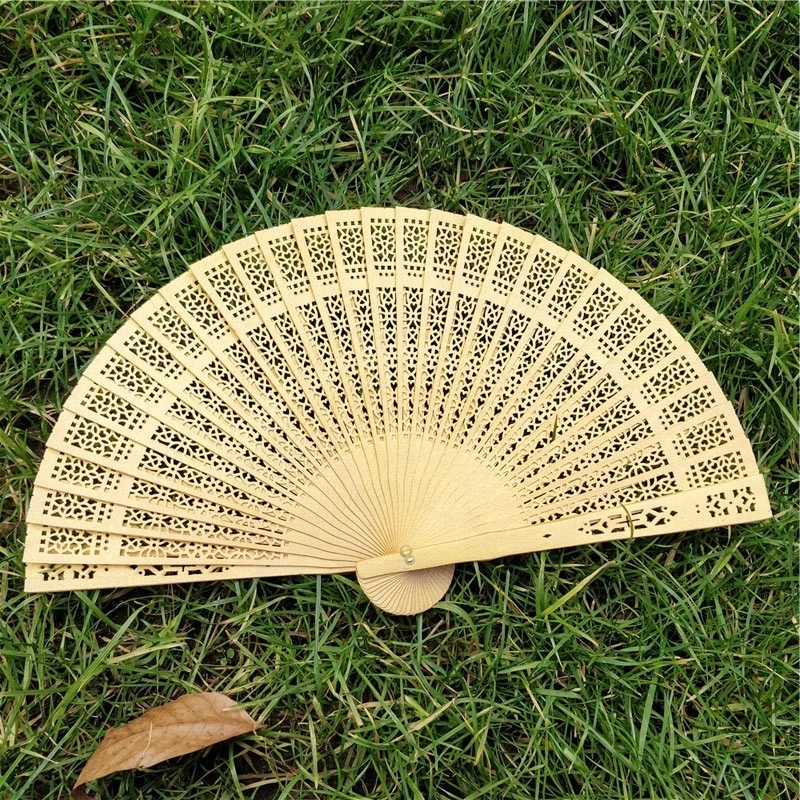 Gold Color Wooden Fan Wedding/Personalized Folding Hand Fan With Gift Organza Bag