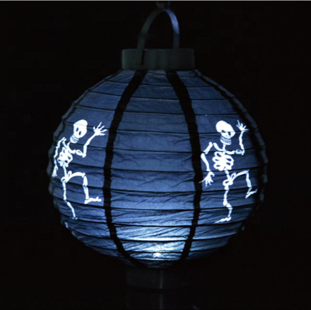 20CM Halloween Party Decoration Lanterns skeleton Bat Spider Pumpkin LED Light Portable Hanging Paper Lantern Lamp