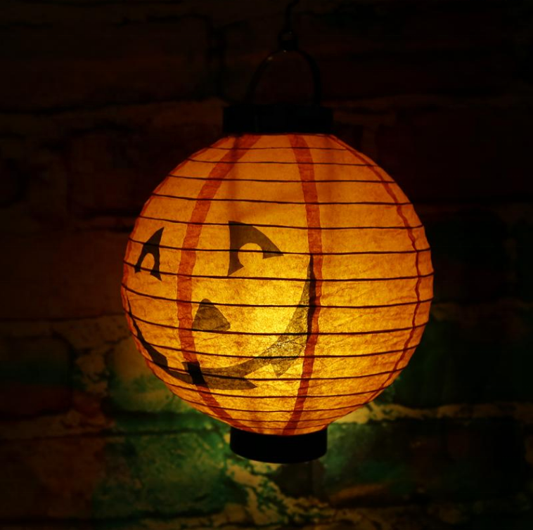 20CM Halloween Party Decoration Lanterns skeleton Bat Spider Pumpkin LED Light Portable Hanging Paper Lantern Lamp