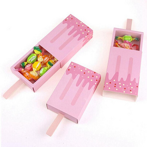 Custom Pink Ice Cream Shape Cute Candy Box Baby Shower Party Small Packaging Baby Shower Candy Box For Kids Gift With Handle