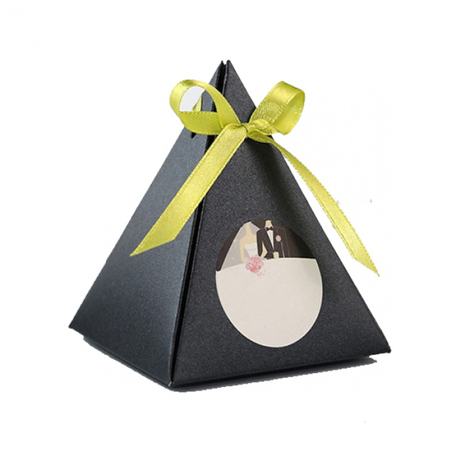 Whole Sale Part Favor Box Pink Striped Pyramid Xmas Jewelry Trinket Favor Boxes Tea Bags Paper Pyramid Packaging Box