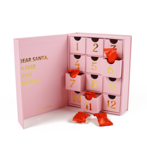 customized Christmas advent calendar 24 day box pink countdown empty advent calendar box sugared 12 days