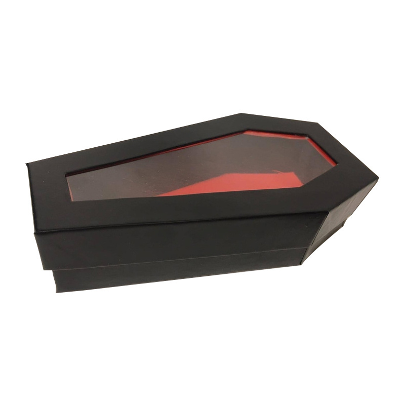 Hot Private Label Custom Packing Coffin Mini Lash Gift Boxes Cardboard Paper Coffin Shaped Packaging Box With Window