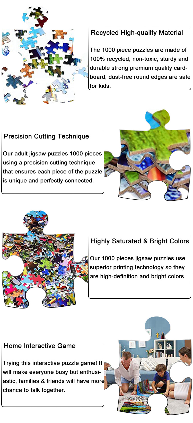 Manufacturers Custom Blank Puzzle Sublimation Jigsaw Puzzles 1000 Pieces Interactive Toy For Adults