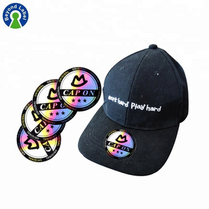 Gold Logo Printed Snap back Hat Sticker, Quality Round Custom Hat Label Stickers Silver Pet Customized Adhesive Sticker Accept