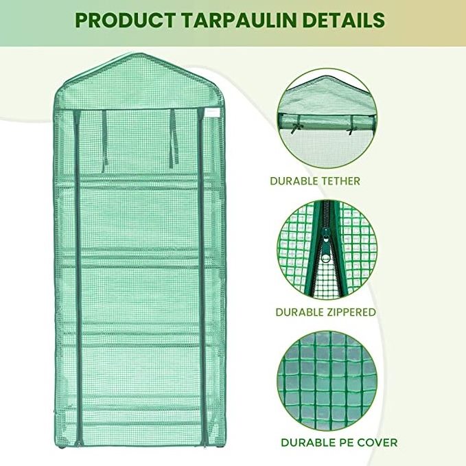 Mini Greenhouse with 4-Tier Indoor Outdoor Sturdy Portable Shelves for Growing Plants Seedlings Herbs or Flowers