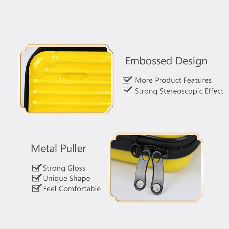 Custom Multiple Uses Storage Box Yellow ABS Pen Pencil Case Waterproof Zipper Hard Pencil Carrying Case