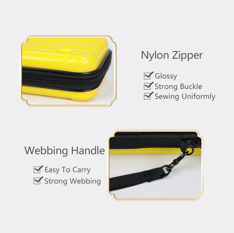 Custom Multiple Uses Storage Box Yellow ABS Pen Pencil Case Waterproof Zipper Hard Pencil Carrying Case