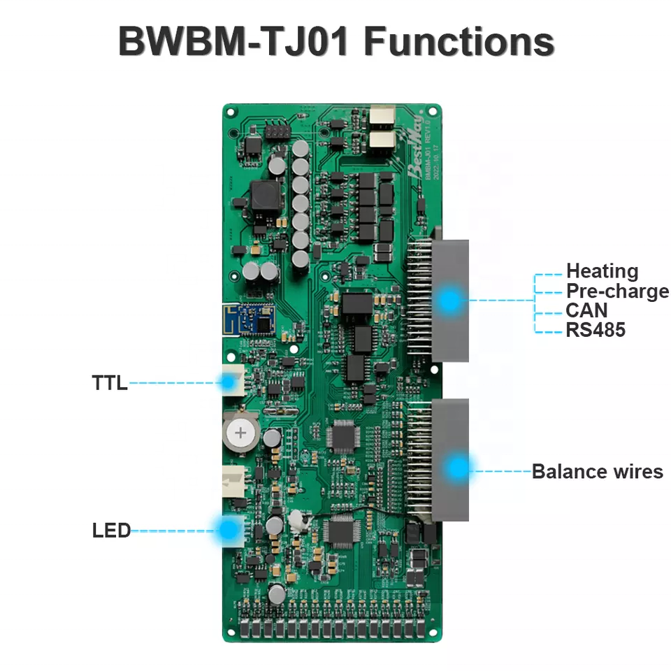 Bestway Smart BMS 4S 16S 500A Lifepo4 48V BMS For Electric Forklifts Ncm Lithium ion Battery Pack with RS485/UART/Bluetooth