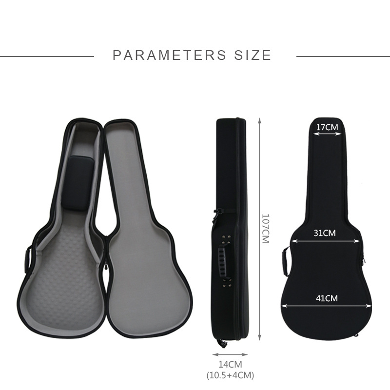 Custom Portable Protective Backup EVA Simple 36 Inch Acoustic Guitar Case with small accessory bag