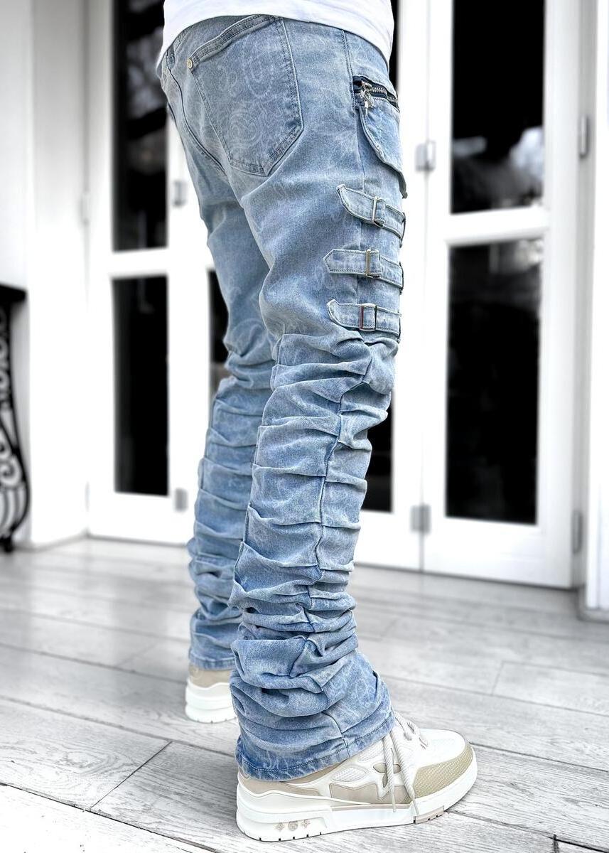 Custom men's jeans hommes  Painted flare sweatpants Vintage jeans men Stacked jeans Flare Stacked Denim