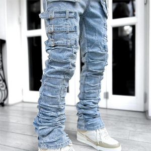 Custom men's jeans hommes  Painted flare sweatpants Vintage jeans men Stacked jeans Flare Stacked Denim