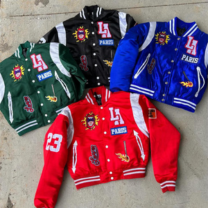 Custom bomber jacket New Fashion Embroidery logo Varsity jacket for men street wear satin  baseball man jacket winter