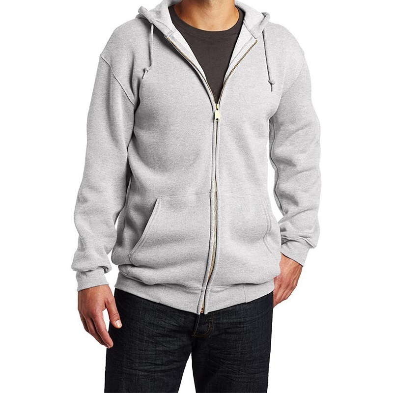 100% Cotton Simple Style Zipper Hoodie Custom Hooded Heavyweight Sweatshirt Sport Wear Long Sleeve Kangaroo Pocket Jacket