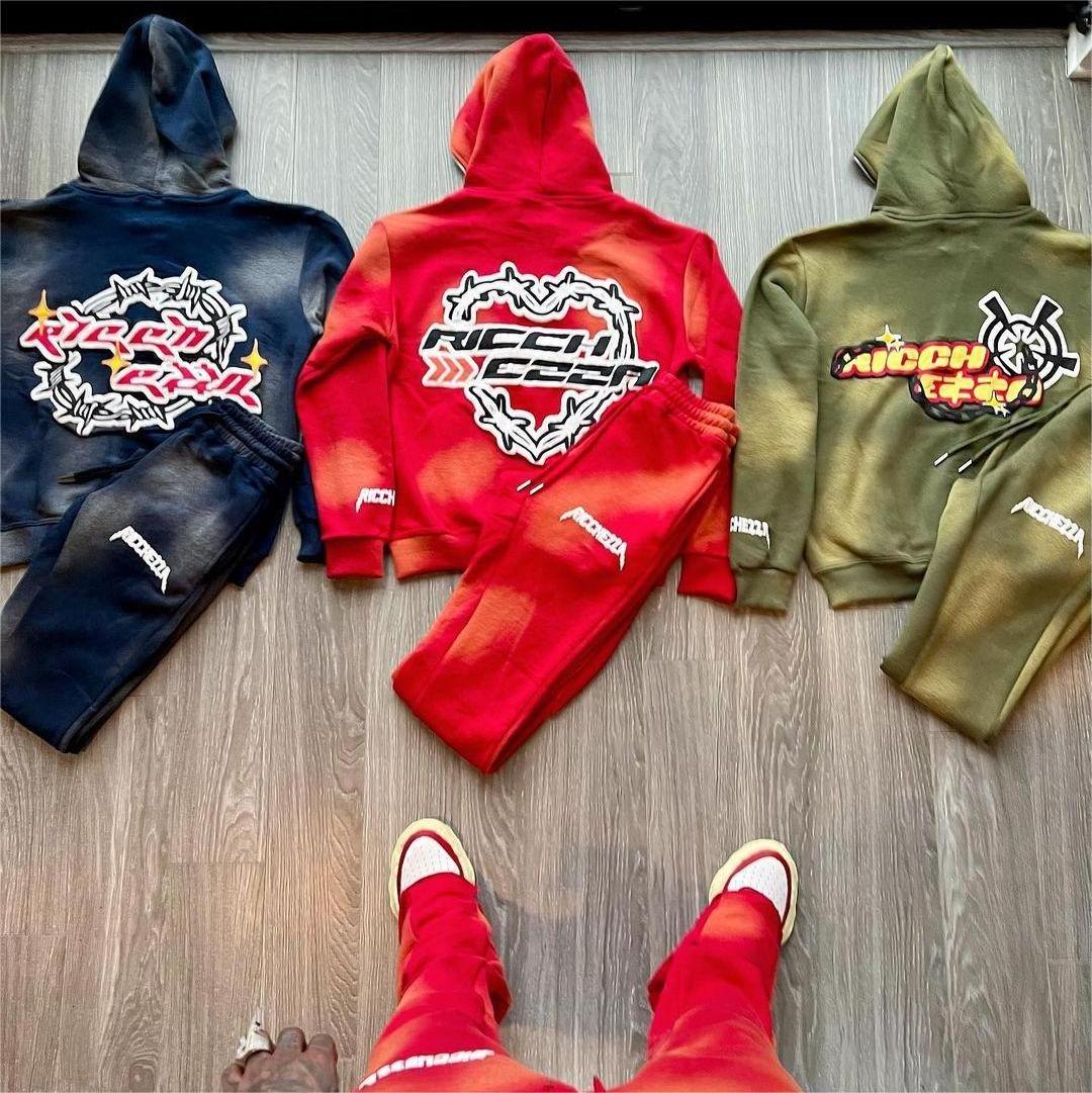 Custom Custom Sweatsuits Two Pieces Fleece Tracksuit Set Custom Full Zip Up Hoodies Flared Sweatpants And Hoodie Set Men