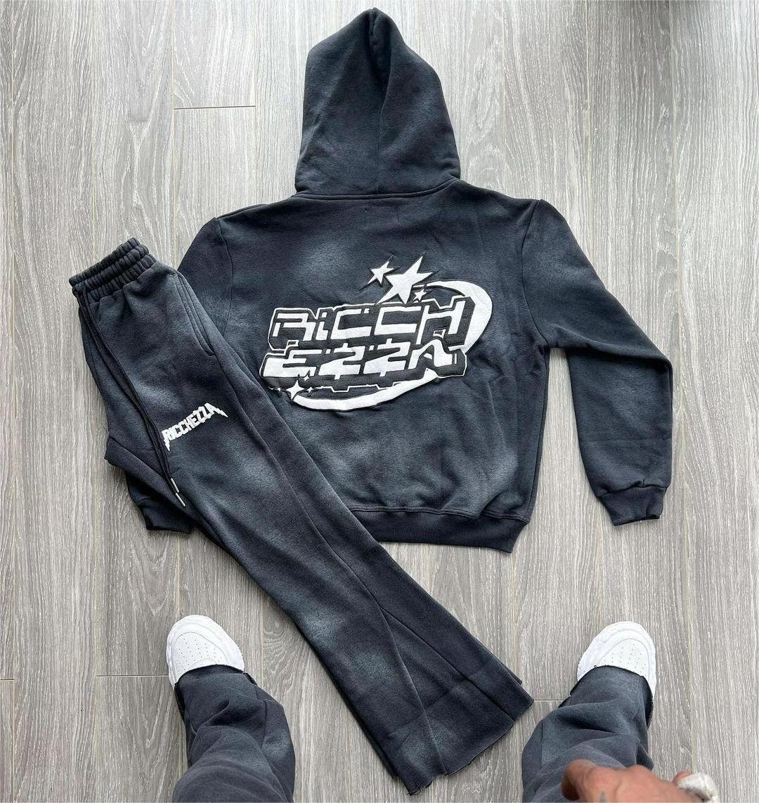 Custom Custom Sweatsuits Two Pieces Fleece Tracksuit Set Custom Full Zip Up Hoodies Flared Sweatpants And Hoodie Set Men