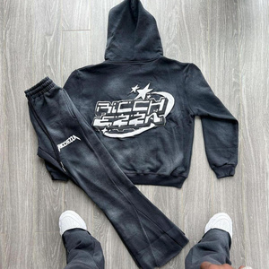 Custom Custom Sweatsuits Two Pieces Fleece Tracksuit Set Custom Full Zip Up Hoodies Flared Sweatpants And Hoodie Set Men