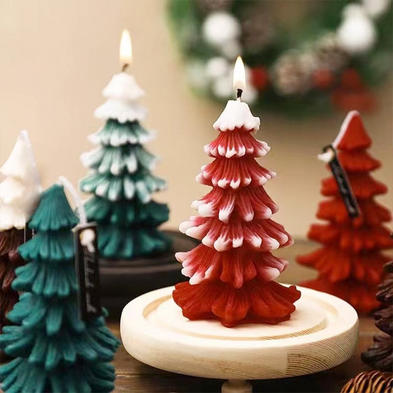 DGC White Green Candles 2023 Christmas Tree Candles Gifts for Christmas Decor Home Decor Party Bedroom Room Table Decorations