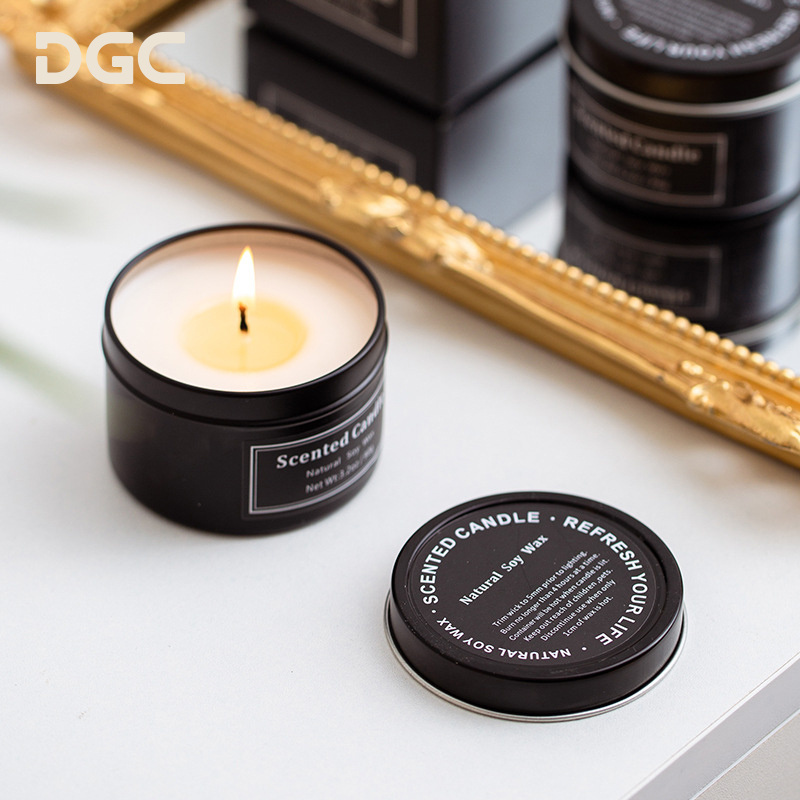 Guangzhou DGC private label Mini Size Tin Jar with Lid Soy wax Candle vanilla Scented Candle In bulk