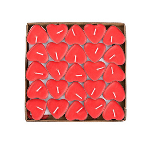 DGC 50 Pack Red Heart Shaped Unscented Tea Lights Candles Smokeless Tealight Candles Decorations for Wedding Party Votives