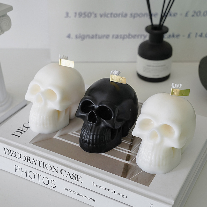 DGC Colour Halloween Skull Shape Candle Novelty Skeleton Votive Ghost Goth Mini Gothic Candles Weird Candles forHalloween