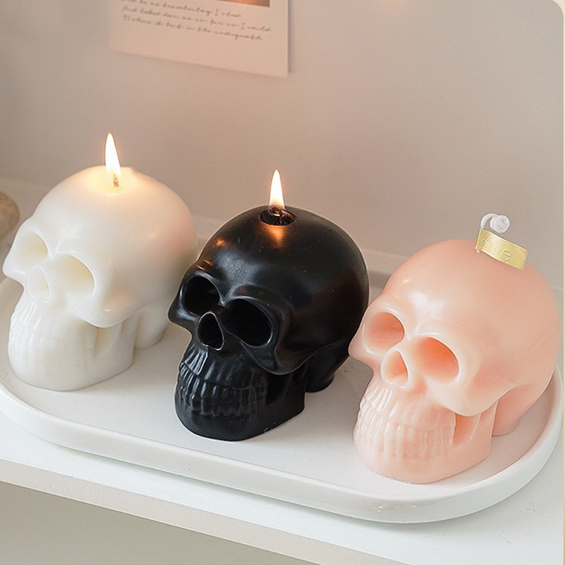 DGC Colour Halloween Skull Shape Candle Novelty Skeleton Votive Ghost Goth Mini Gothic Candles Weird Candles forHalloween