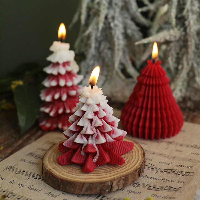 DGC White Green Candles 2023 Christmas Tree Candles Gifts for Christmas Decor Home Decor Party Bedroom Room Table Decorations