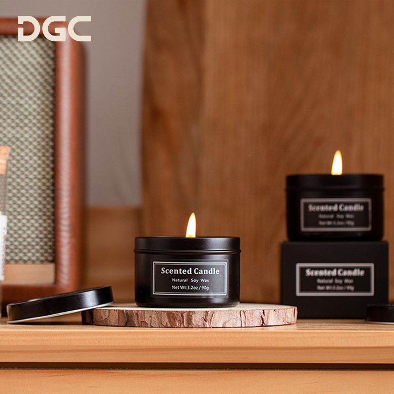 Guangzhou DGC private label Mini Size Tin Jar with Lid Soy wax Candle vanilla Scented Candle In bulk