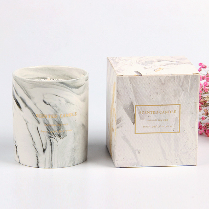 Factory Directly Supply Novelty Wax Candle Marble Ceramic Scented Candles Gifts Set for Yoga Spa Women Home Scented Candles