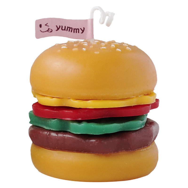 DGC Funny Gifts Fake Food Hamburger Candles Unique Gift Idea Soy Wax Burger Candle Photo Prop Decorations For Table