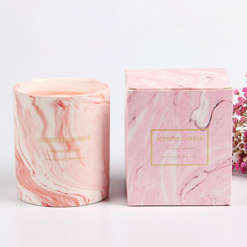 Factory Directly Supply Novelty Wax Candle Marble Ceramic Scented Candles Gifts Set for Yoga Spa Women Home Scented Candles