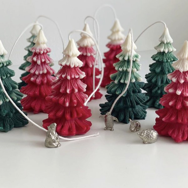 DGC White Green Candles 2023 Christmas Tree Candles Gifts for Christmas Decor Home Decor Party Bedroom Room Table Decorations