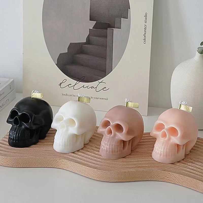 DGC Colour Halloween Skull Shape Candle Novelty Skeleton Votive Ghost Goth Mini Gothic Candles Weird Candles forHalloween