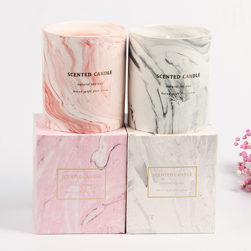 Factory Directly Supply Novelty Wax Candle Marble Ceramic Scented Candles Gifts Set for Yoga Spa Women Home Scented Candles