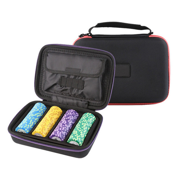 Custom Logo High Quality Hard Shell Eva 500 Pcs Set Casino Poker Chips Tray Set Security Empty Storage Box Case Bag