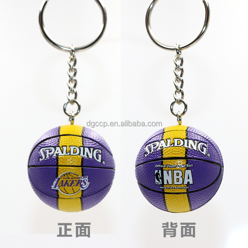 3.5CM High quality mini-basketball keychain Warriors keychain pendant basketball Bucks Clippers basketball PVC keychain