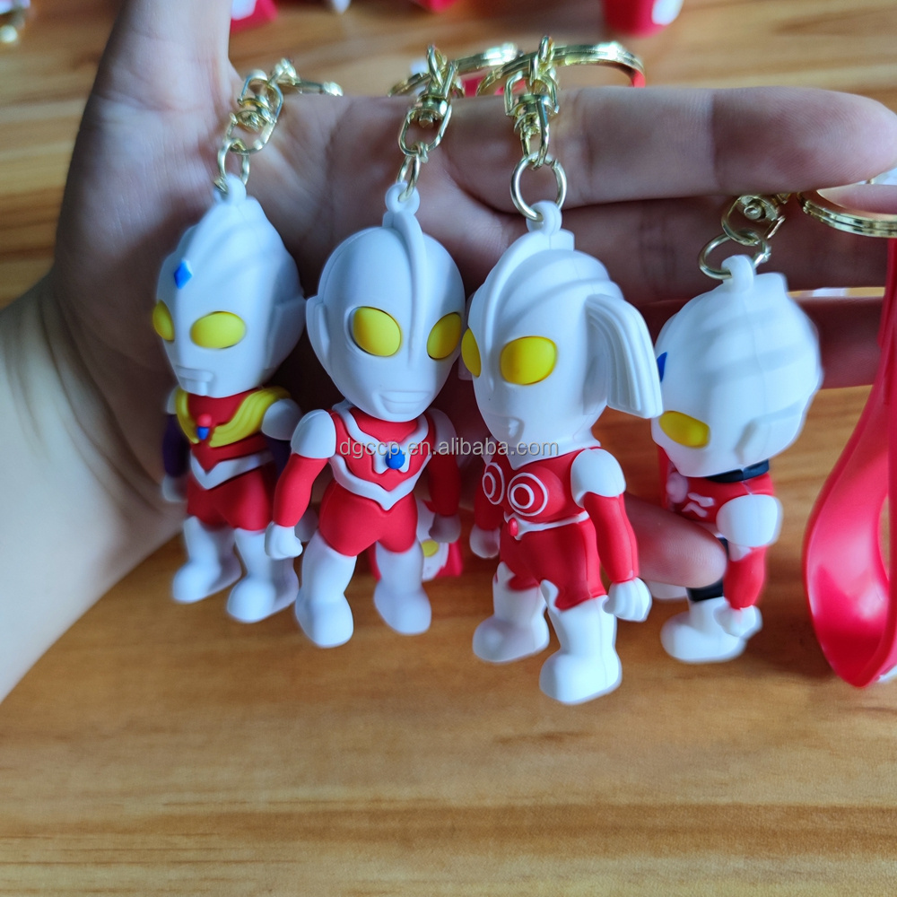 Ultraman key chain hot selling decoration gifts figure souvenir 3d pvc rubber Ultraman key chian