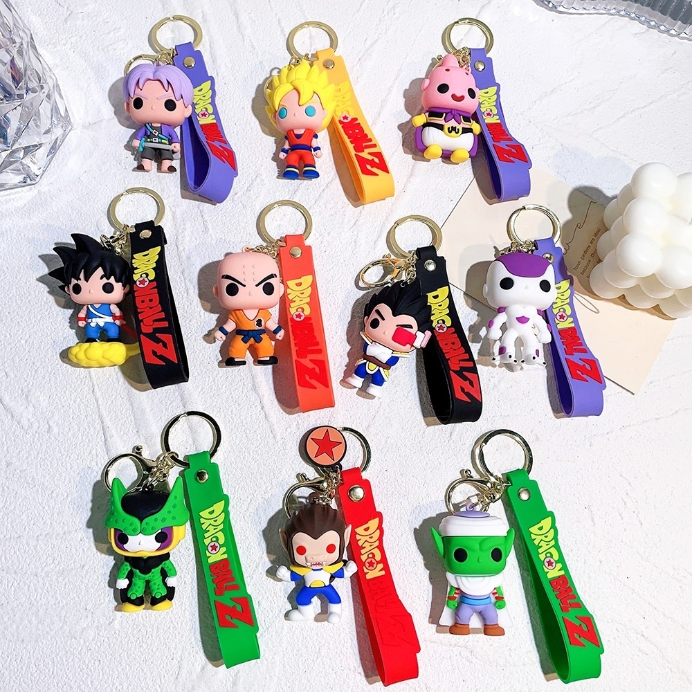 New 10 molds High Quality Cartoon 3D Anime  keychains 3d dragon balls pvc rubber keychain pendant dragon balls guko keychain