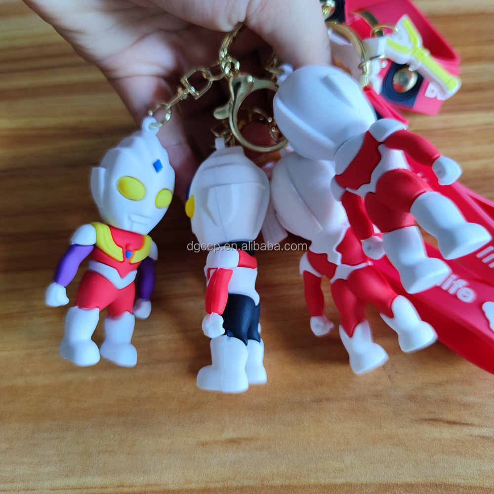 Ultraman key chain hot selling decoration gifts figure souvenir 3d pvc rubber Ultraman key chian