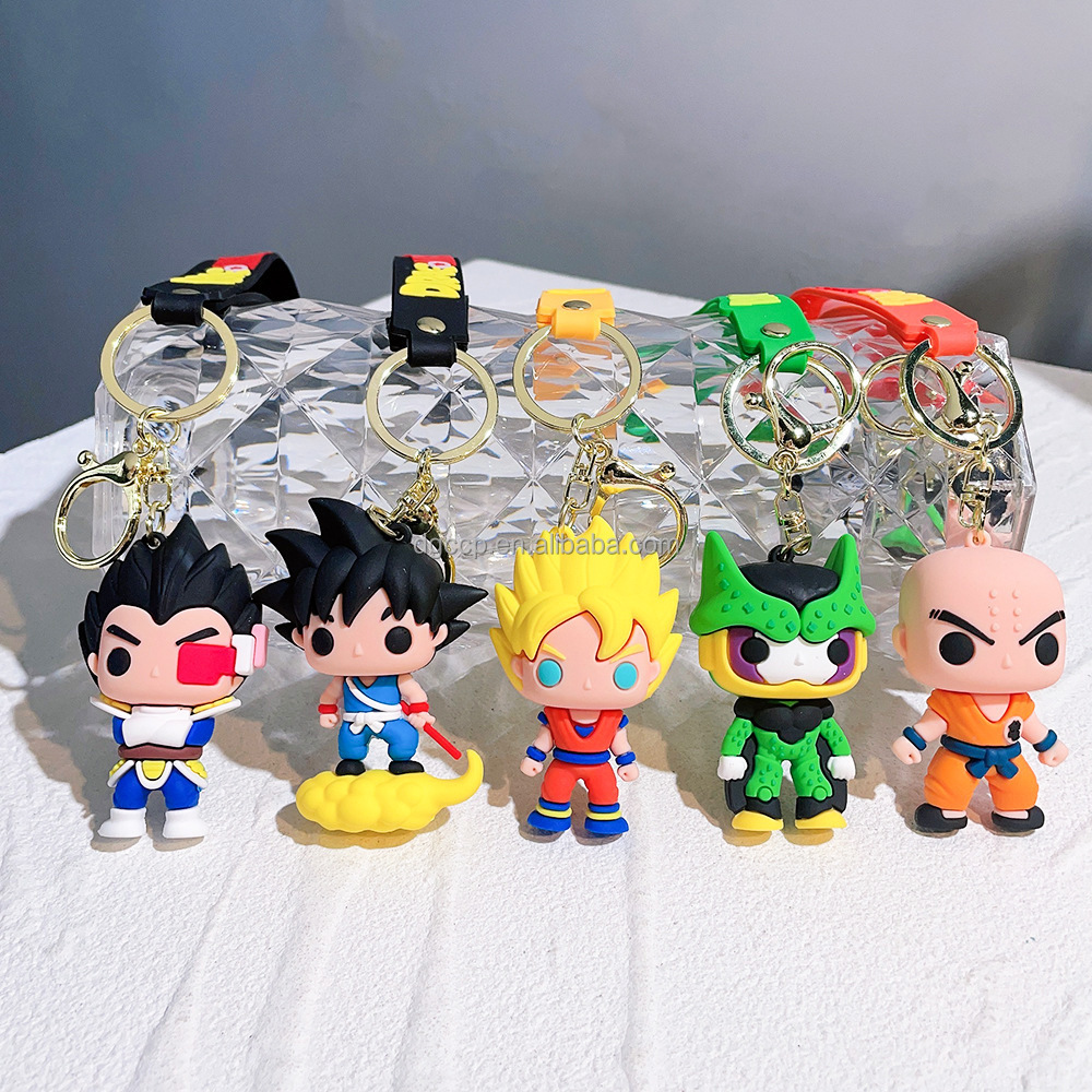 New 10 molds High Quality Cartoon 3D Anime  keychains 3d dragon balls pvc rubber keychain pendant dragon balls guko keychain