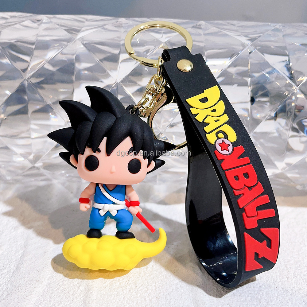 New 10 molds High Quality Cartoon 3D Anime  keychains 3d dragon balls pvc rubber keychain pendant dragon balls guko keychain