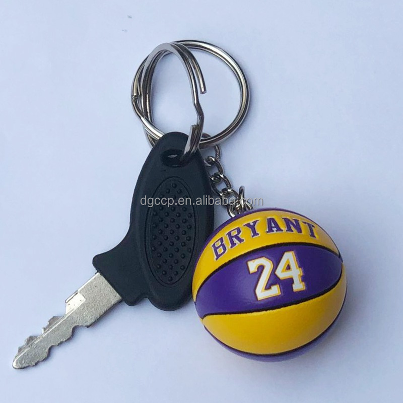 3.5CM High quality mini-basketball keychain Warriors keychain pendant basketball Bucks Clippers basketball PVC keychain