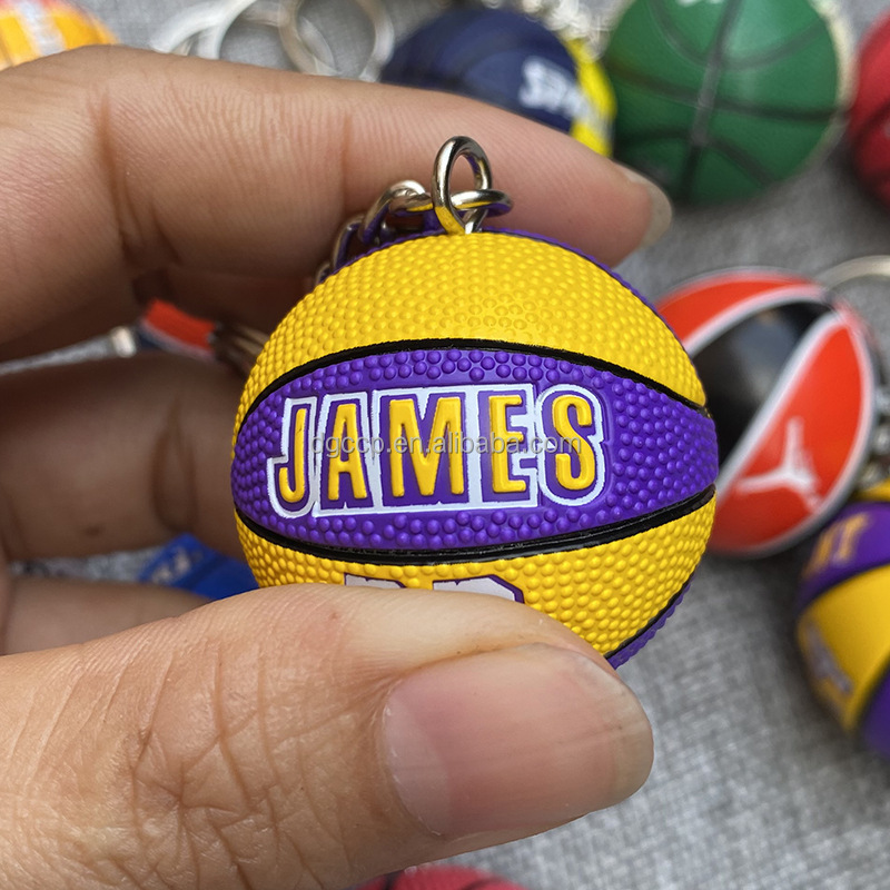 3.5CM High quality mini-basketball keychain Warriors keychain pendant basketball Bucks Clippers basketball PVC keychain