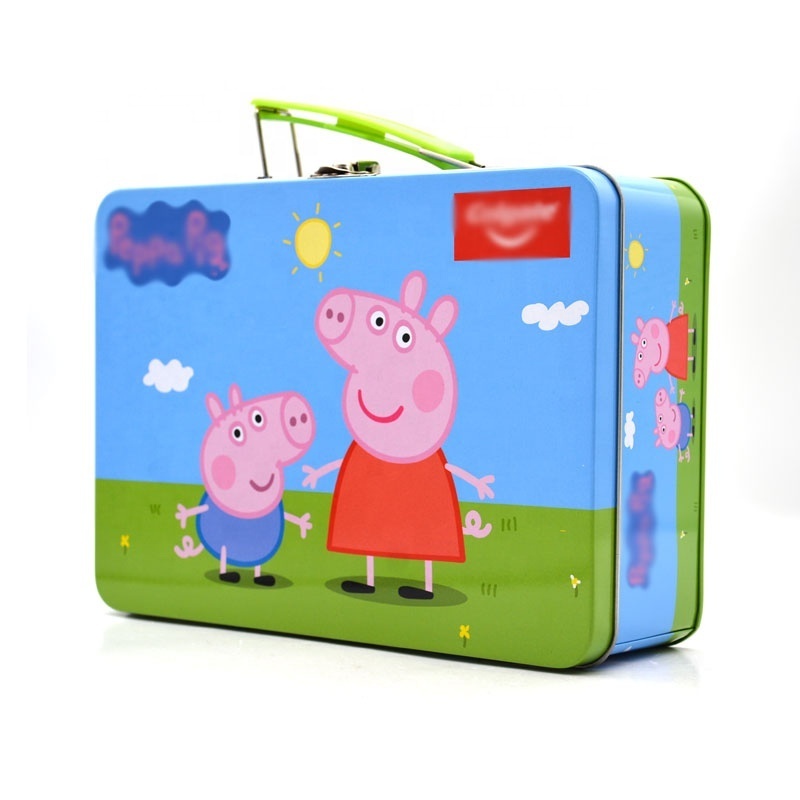 1 layer Mini Suitcase With Handle And Lock Metal Pencil Pen Toy Playing Card Boxes For Kids