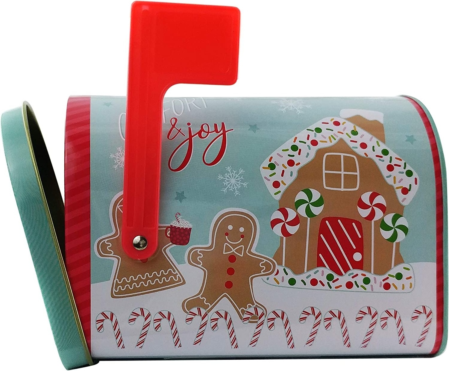 Christmas Santa Mailbox Storage Tins Containers for Candy Cookies Small Mini Tin Mailbox Stocking Stuffer Kids Play Mailbox