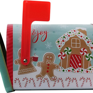 Christmas Santa Mailbox Storage Tins Containers for Candy Cookies Small Mini Tin Mailbox Stocking Stuffer Kids Play Mailbox